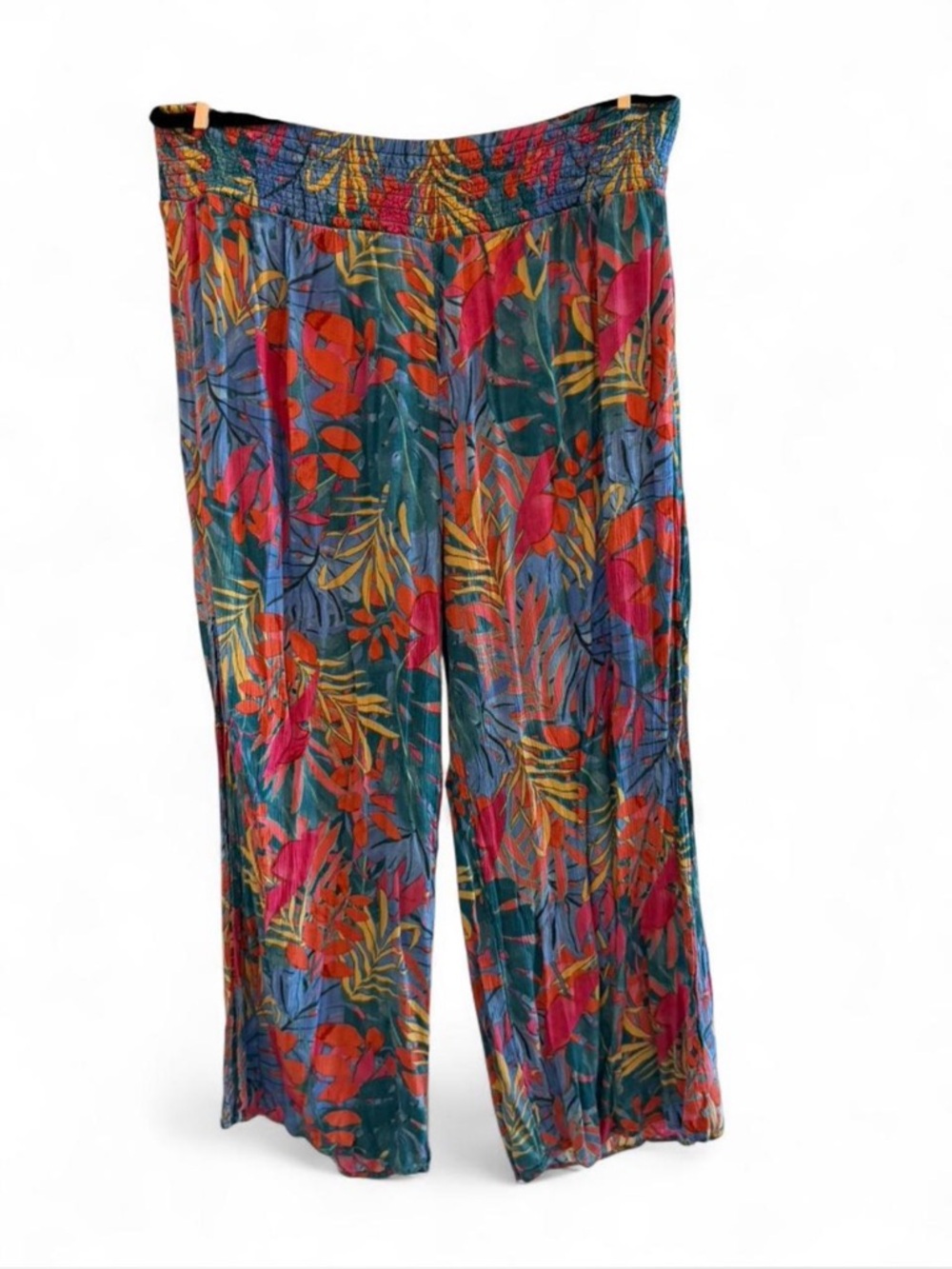 Kona Sol Teal and Multicolor Tropical Print Pants
